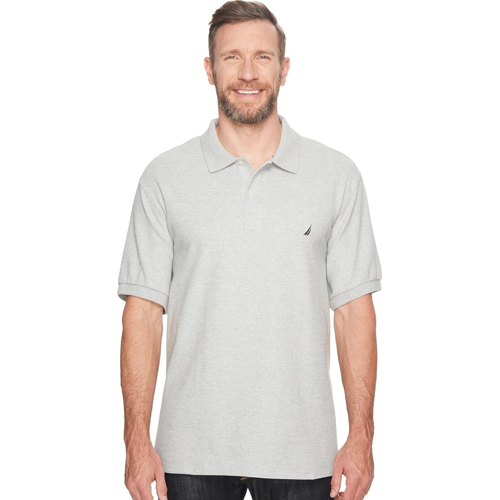 image:imageNautica Mens Big and Tall Short Sleeve Solid Deck Polo ShirtGrey Heather