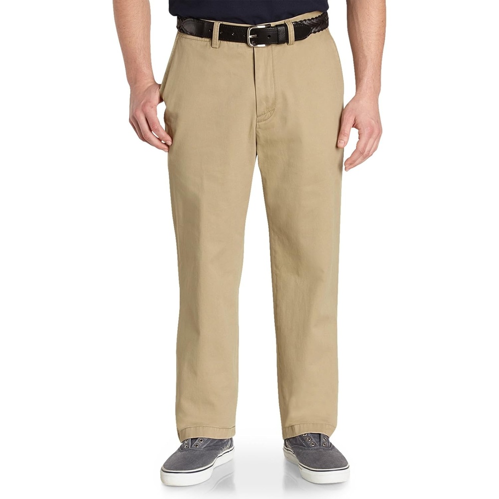 image:imageNautica Mens Big and Tall Twill FlatFront PantTrue Khaki D83050