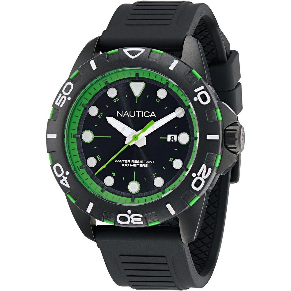 image:imageNautica Mens Black Silicone Strap Watch Model NAPNRS402
