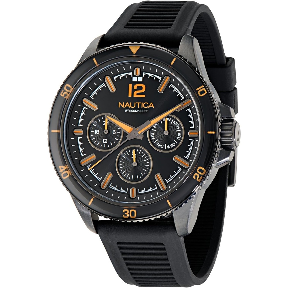 image:imageNautica Mens Black Wheat PU Fiber Strap Watch Model NAPWRS402