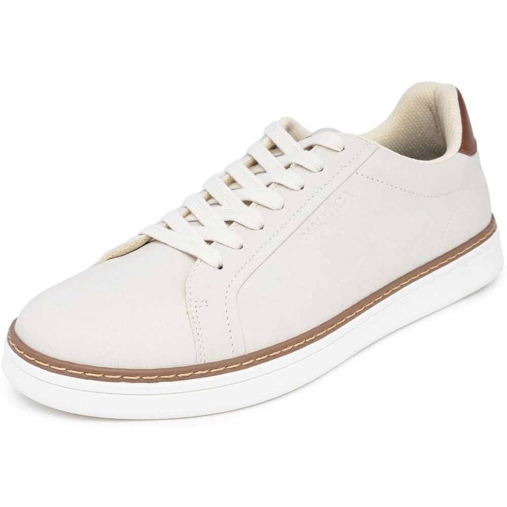 image:imageNautica Mens Casual Court Fashion Sneakers Classic LowTop LaceUp Shoes Comfortable Everyday Walking Style with Durable Outsole and Vegan Leather UpperLight Taupejalad