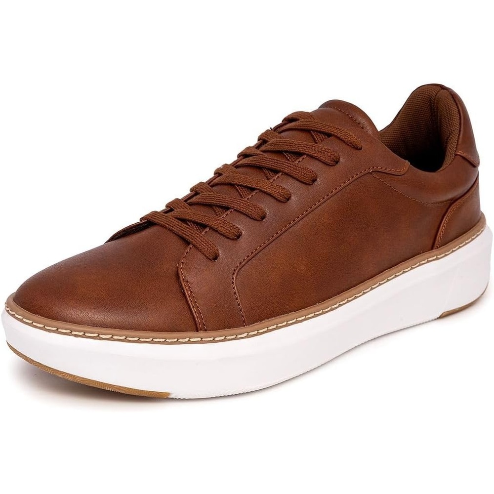 image:imageNautica Mens Casual Court Fashion Sneakers Classic LowTop LaceUp Shoes Comfortable Everyday Walking Style with Durable Outsole and Vegan Leather UpperCognacdonley