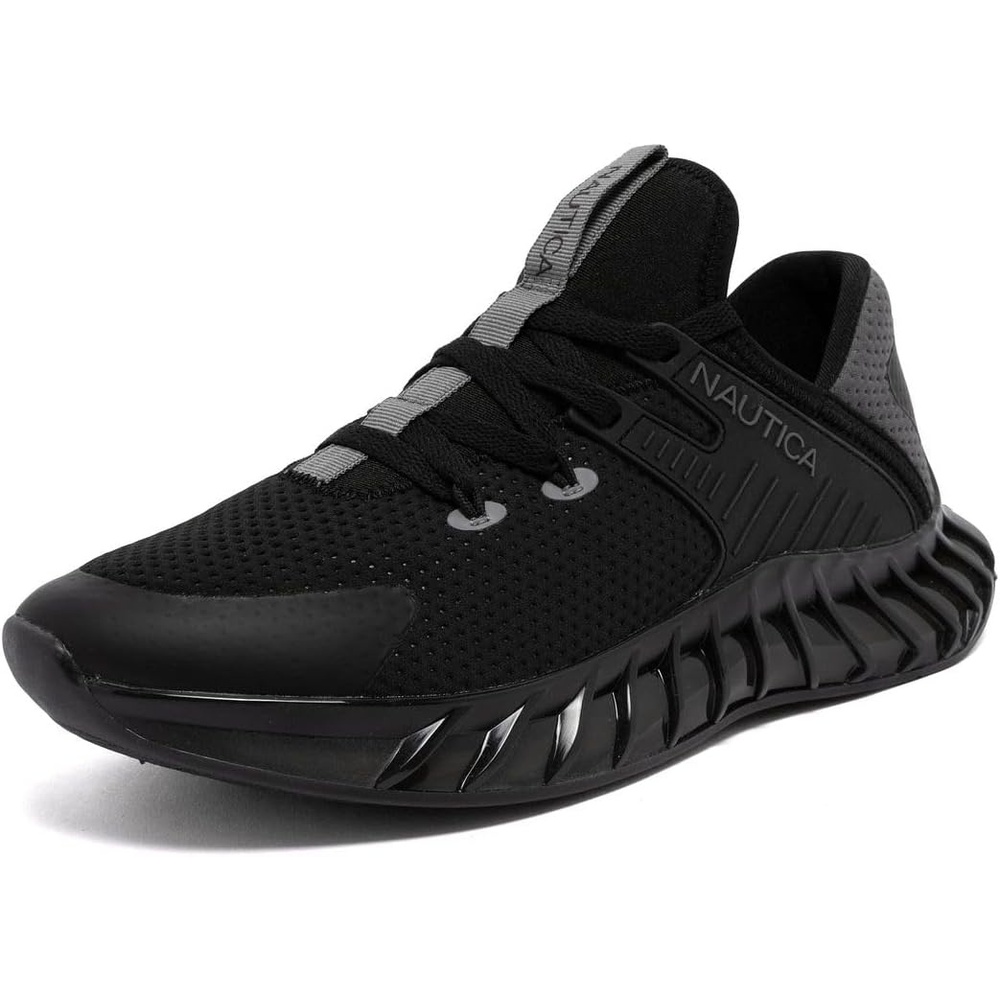image:imageNautica Mens Casual Fashion Sneakers Lightweight LaceUp Athletic Walking Shoes for Gym amp Tennis ComfortableBlack Charcoalkediri