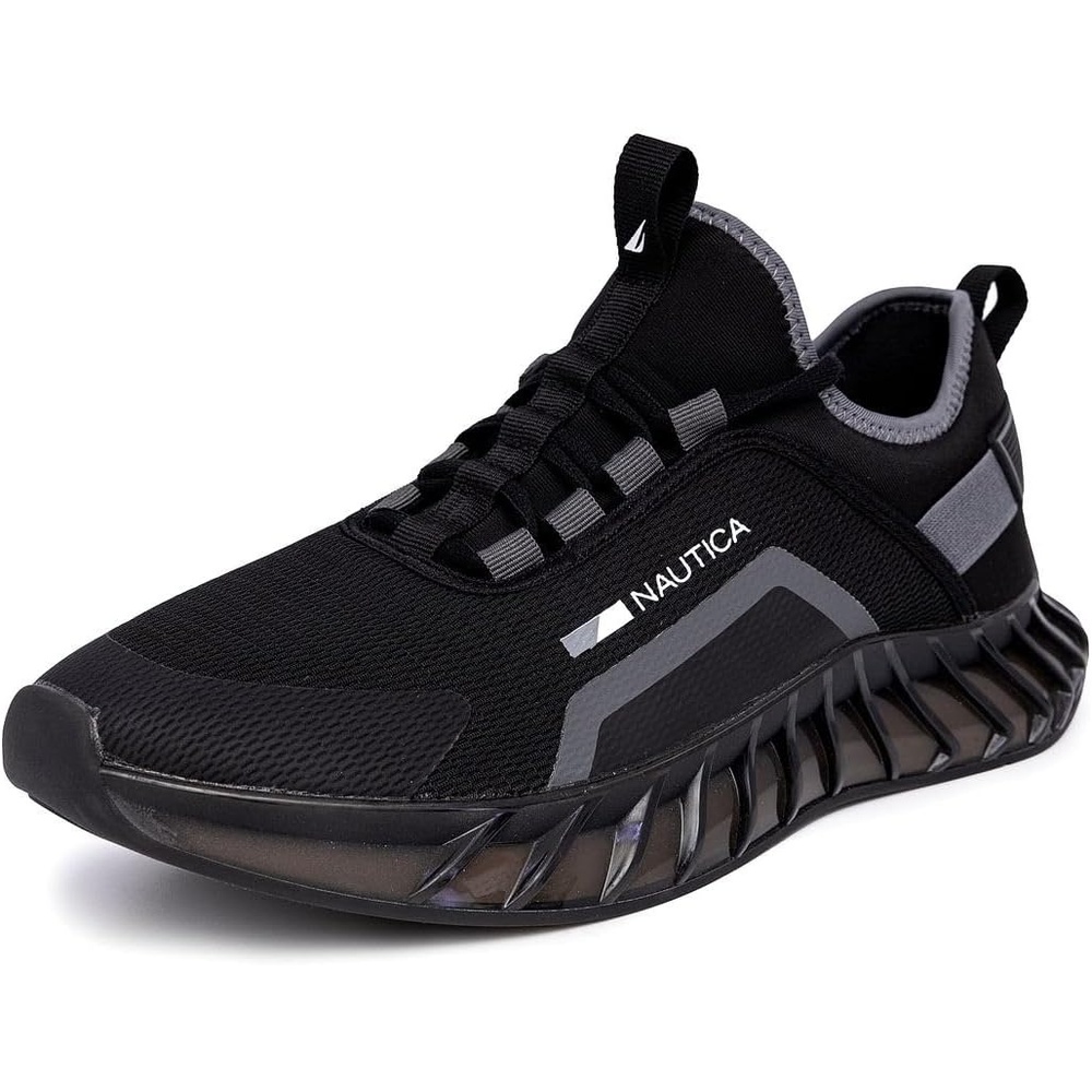 image:imageNautica Mens Casual Fashion Sneakers Lightweight LaceUp Athletic Walking Shoes for Gym amp Tennis ComfortableBlackGrey