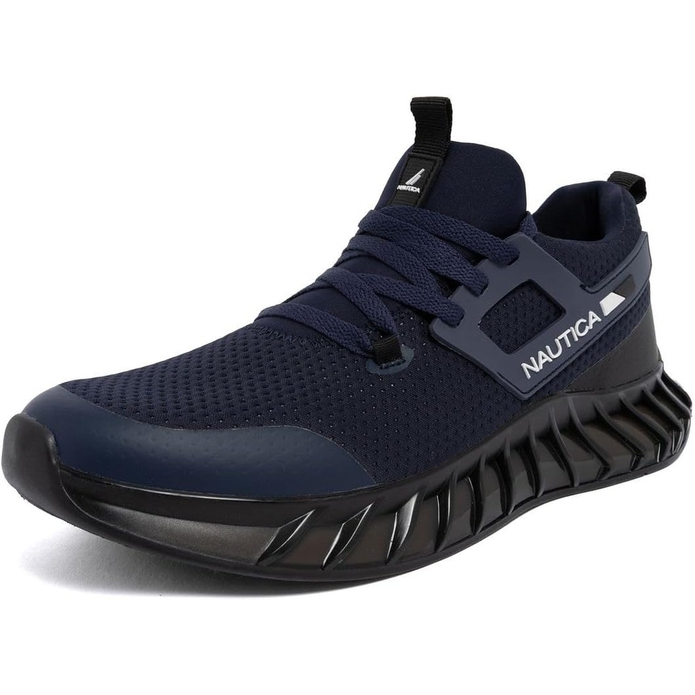 image:imageNautica Mens Casual Fashion Sneakers Lightweight LaceUp Athletic Walking Shoes for Gym amp Tennis ComfortableNavy Blacklazith