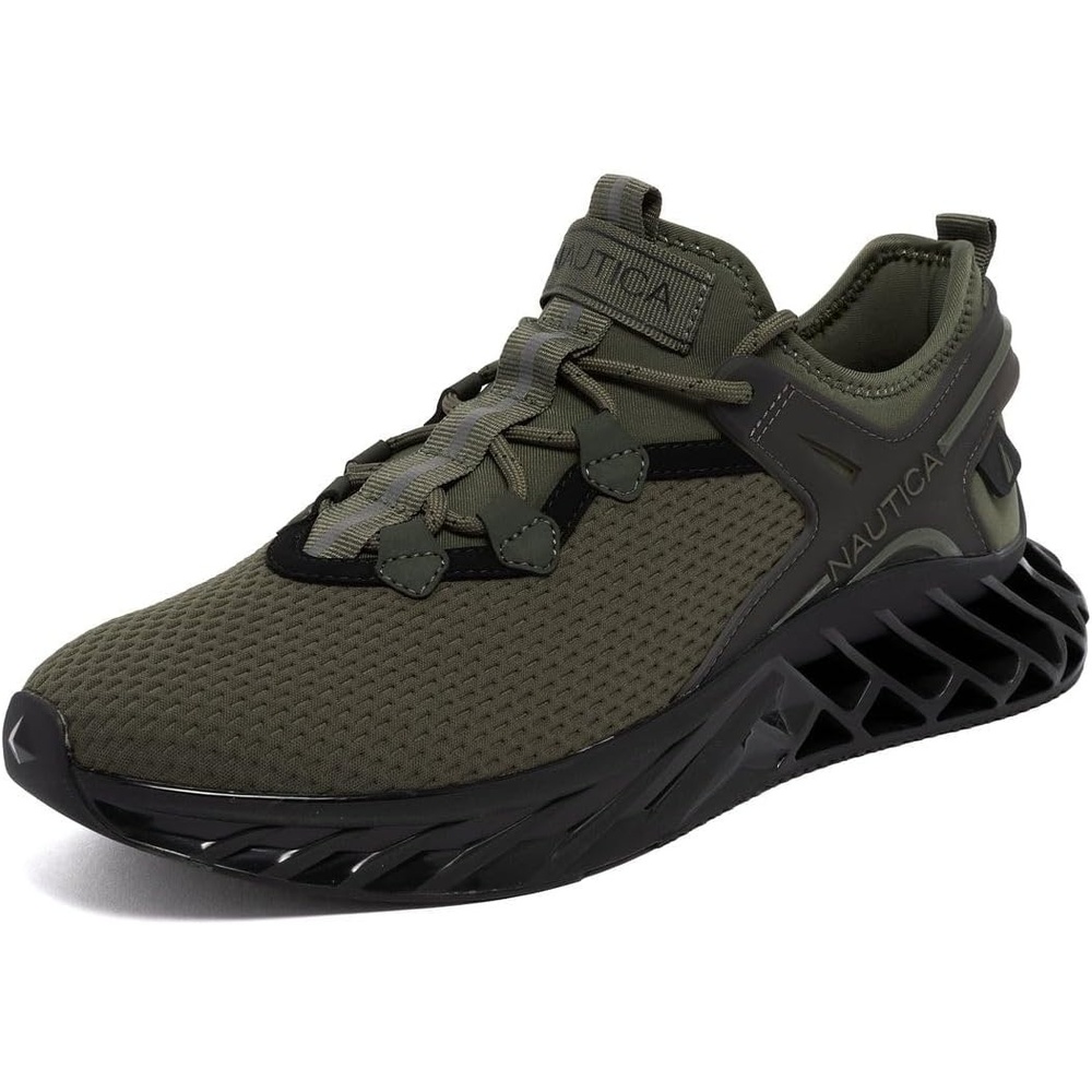 image:imageNautica Mens Casual Fashion Sneakers Lightweight LaceUp Athletic Walking Shoes for Gym amp Tennis ComfortableOlive Blackwandal