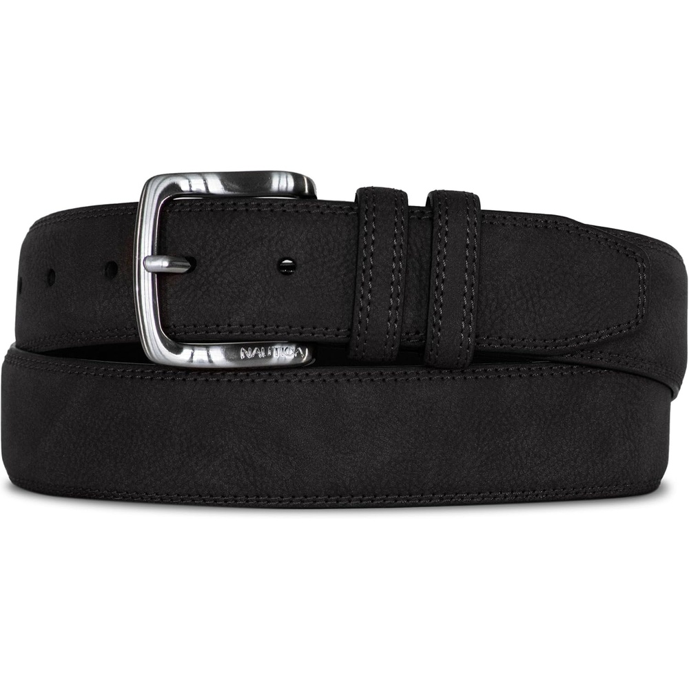 image:imageNautica Mens Casual Leather Belt  Everyday  Classic  Pants  Jeans  Khakis  Chinos  Metal BuckleCasual Padded  Black