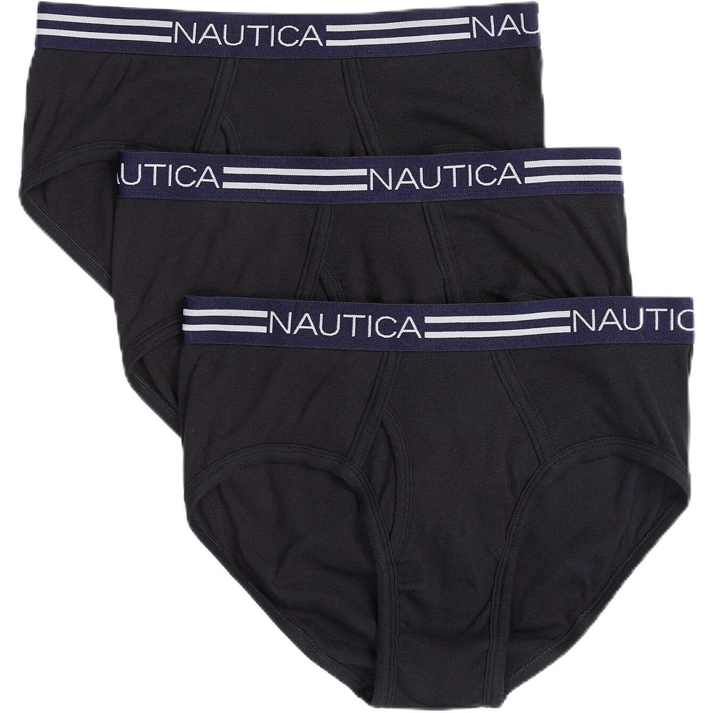 image:imageNautica Mens Classic Cotton 3pack Fly Front BriefsBlack 3 Pack