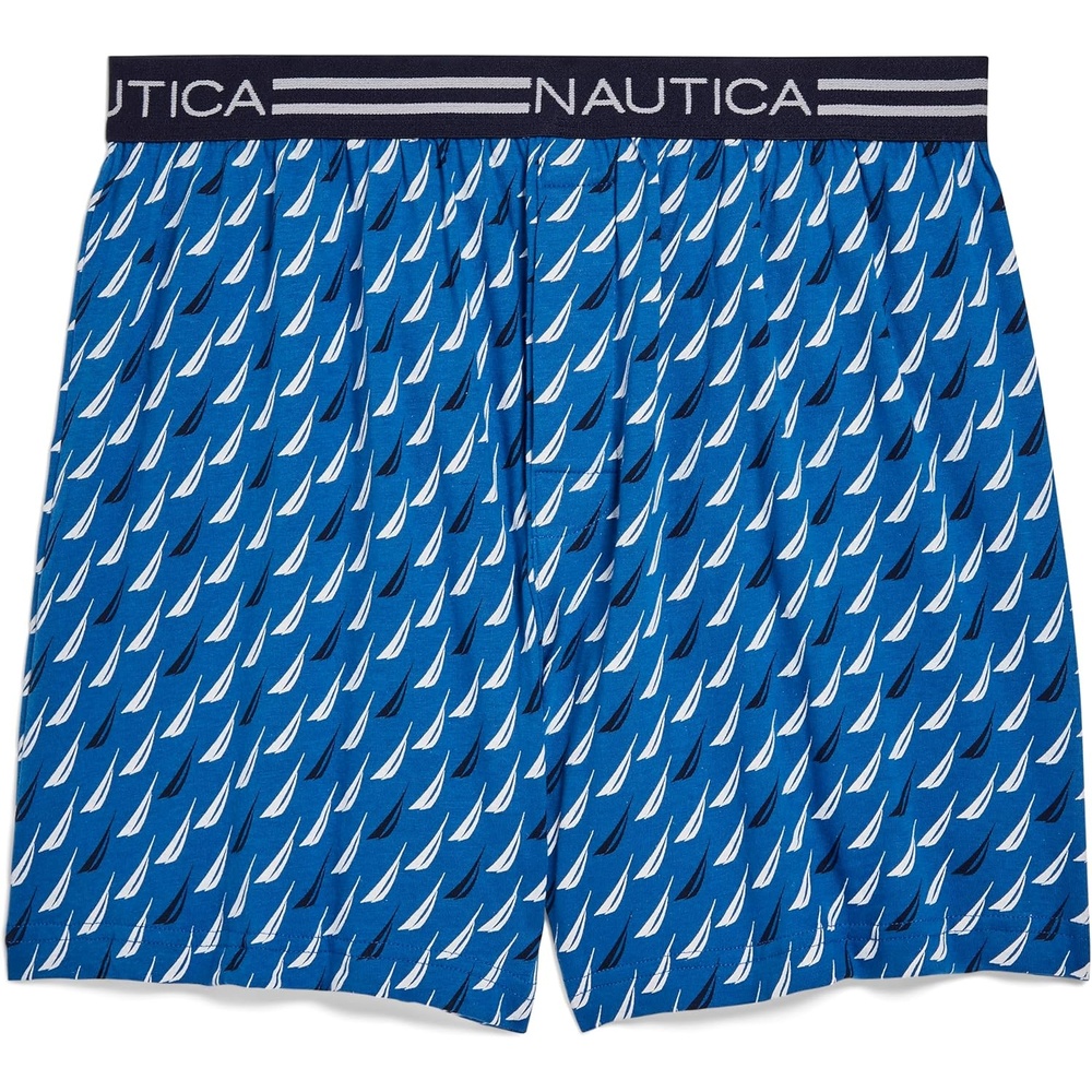 image:imageNautica Mens Classic Cotton Loose Knit BoxerMix Sail Printspinner Blue