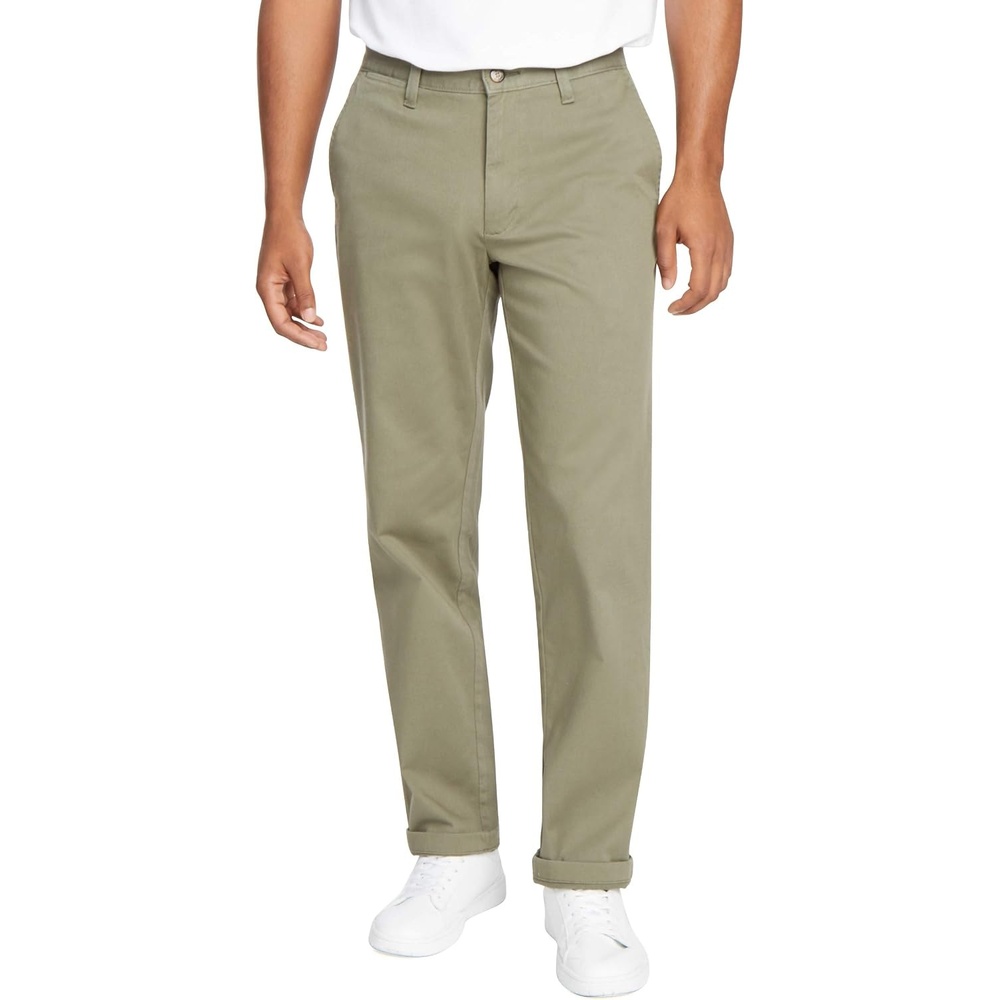 image:imageNautica Mens Classic Fit Flat Front Stretch Solid Chino Deck PantHillside Olive
