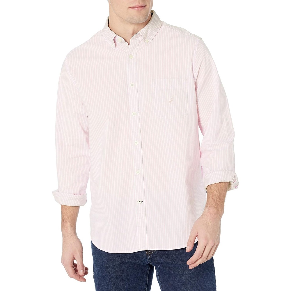 image:imageNautica Mens Classic Fit Stretch Solid Long Sleeve Button Down ShirtOrchid Pink