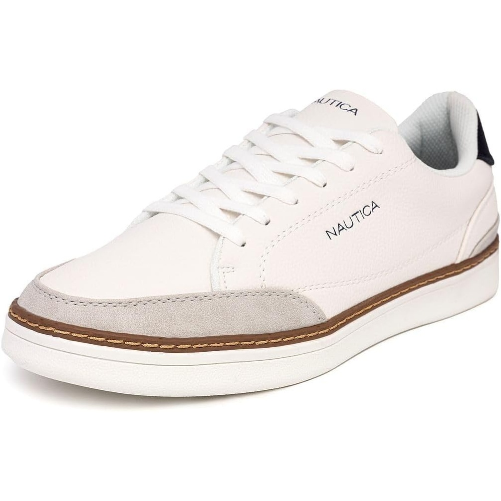 image:imageNautica Mens Classic LaceUp Low Top Fashion Sneaker Loafer Stylish and Comfortable Casual ShoeWhite Greyjaro