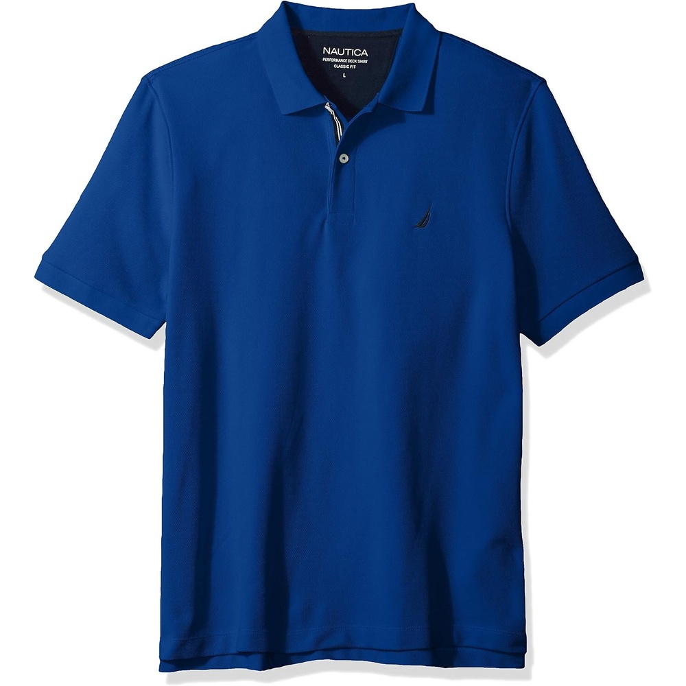 image:imageNautica Mens Classic Short Sleeve Solid Performance Deck Polo ShirtMonaco Blue