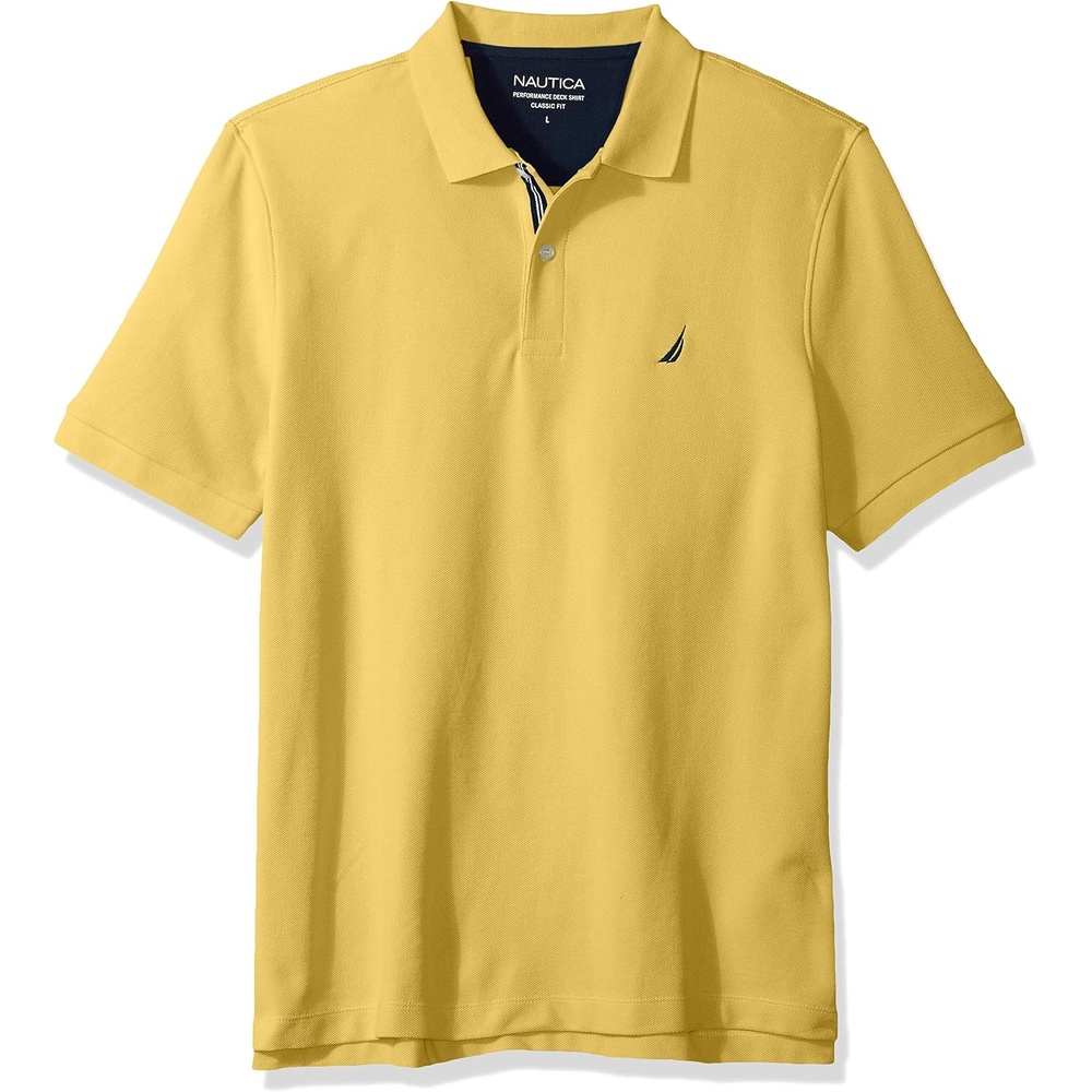 image:imageNautica Mens Classic Short Sleeve Solid Performance Deck Polo ShirtMustard Field