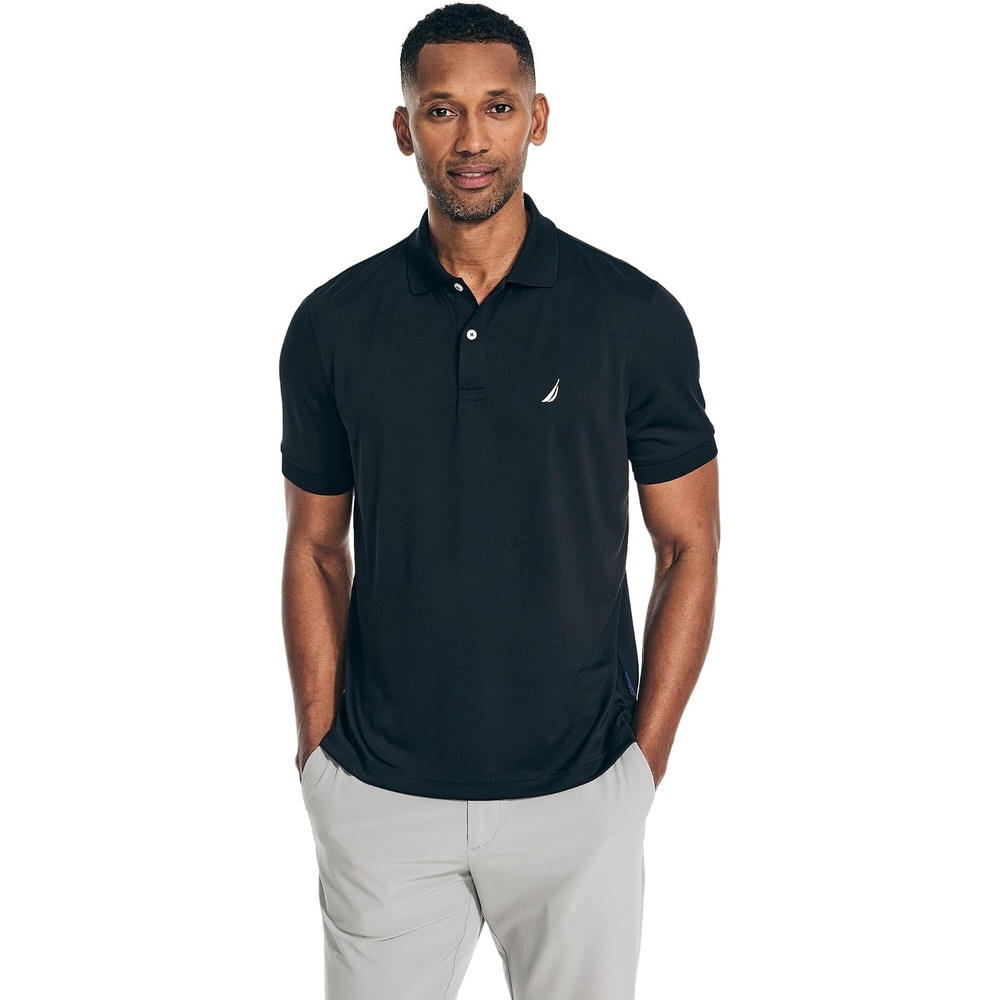 image:imageNautica Mens Classic Short Sleeve Solid Performance Deck Polo ShirtNavtech Performance Black