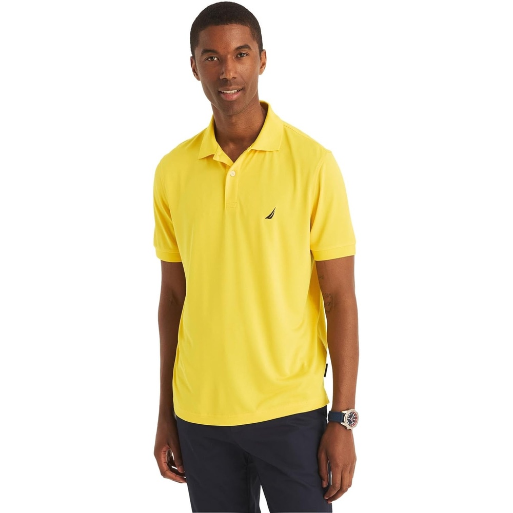 image:imageNautica Mens Classic Short Sleeve Solid Performance Deck Polo ShirtNavtech Performance Empire Gold