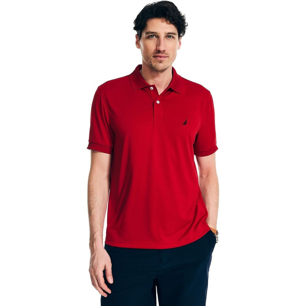 image:imageNautica Mens Classic Short Sleeve Solid Performance Deck Polo ShirtNavtech Performance Red