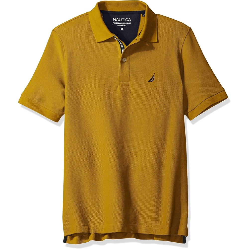 image:imageNautica Mens Classic Short Sleeve Solid Performance Deck Polo ShirtYellowGold