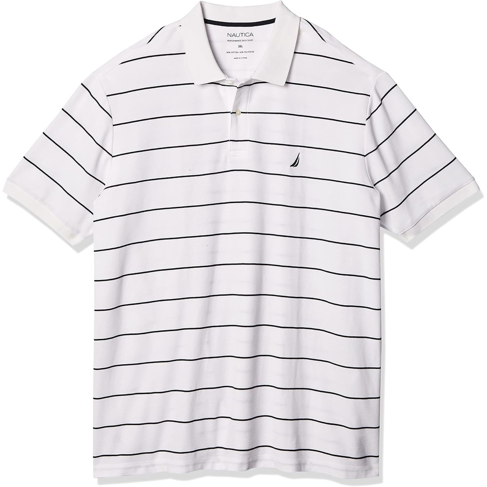 image:imageNautica Mens Classic Short Sleeve Striped Polo ShirtBright White