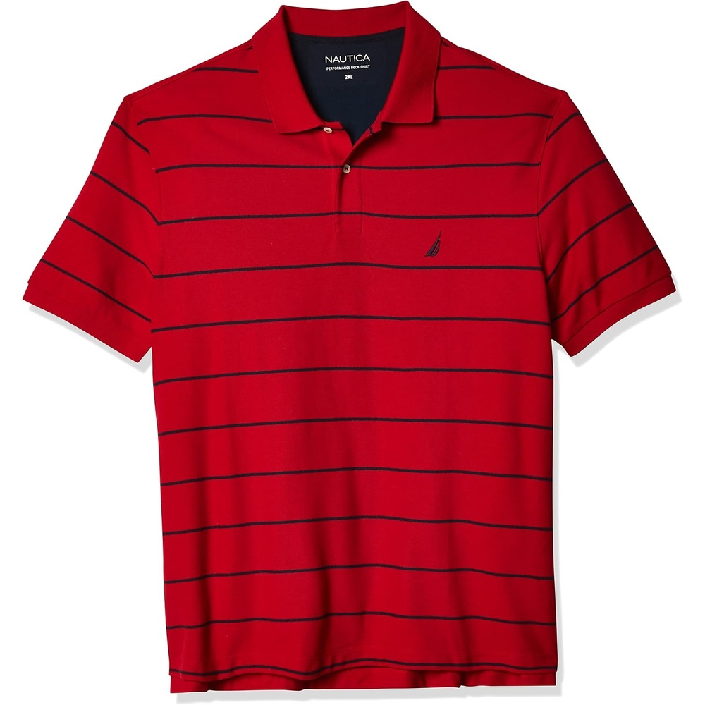 image:imageNautica Mens Classic Short Sleeve Striped Polo ShirtNautica Red