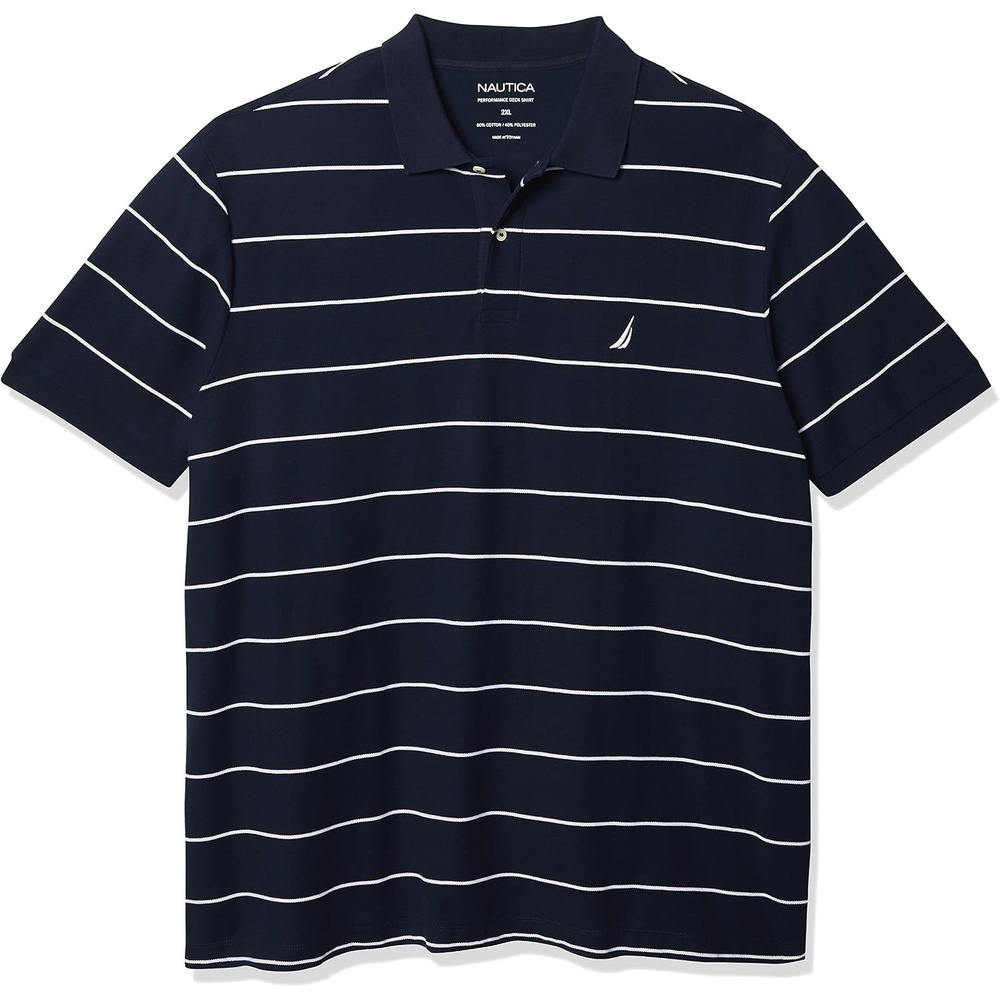 image:imageNautica Mens Classic Short Sleeve Striped Polo ShirtNavy