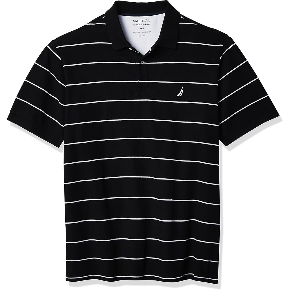 image:imageNautica Mens Classic Short Sleeve Striped Polo ShirtTrue Black