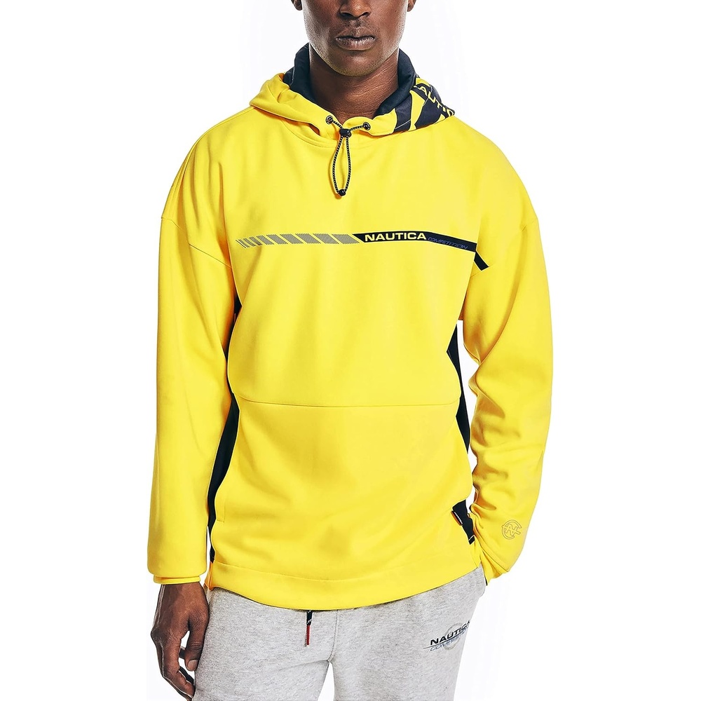 image:imageNautica Mens Competition Sustainably Crafted Logo Drawcord Pullover HoodieBlazing Yellow