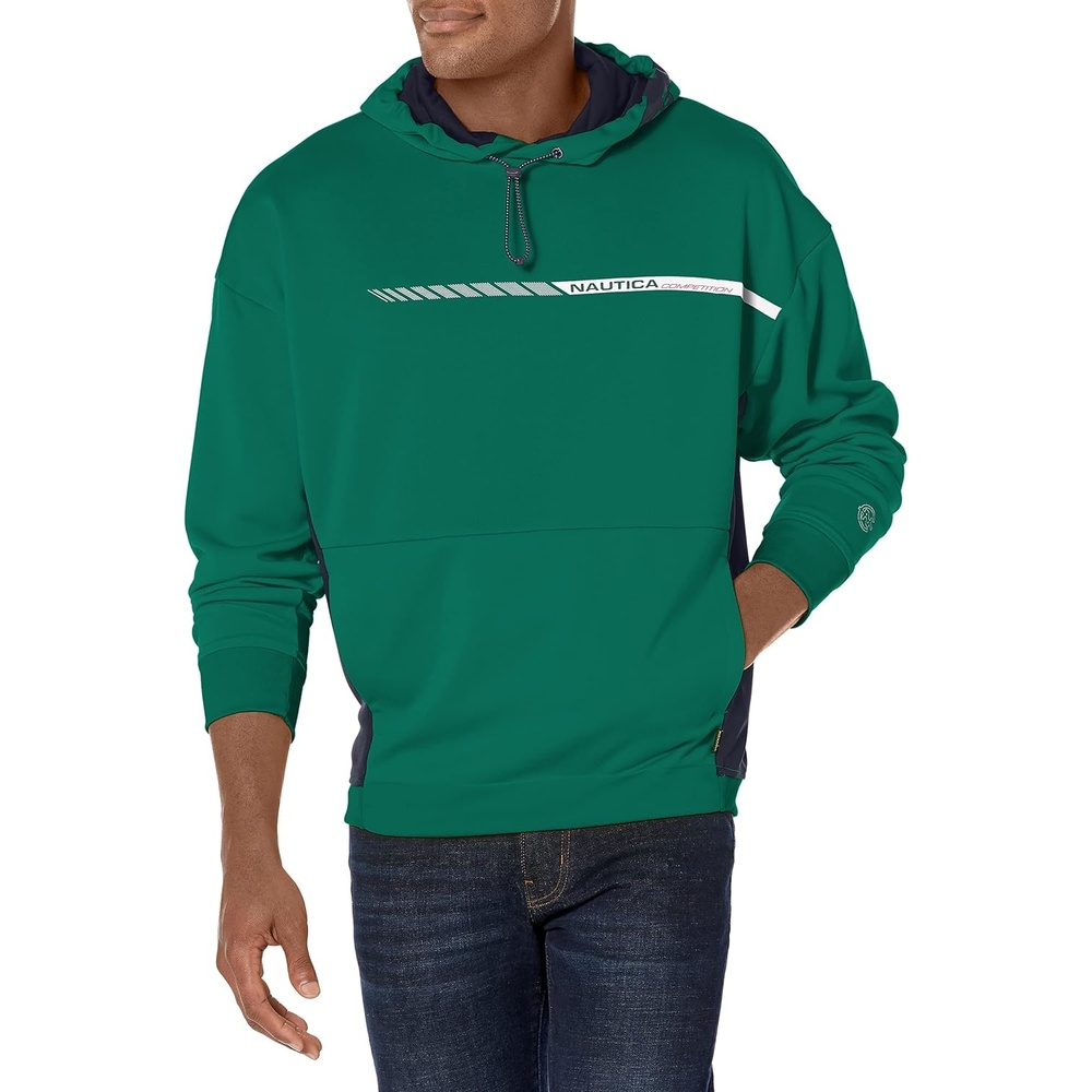 image:imageNautica Mens Competition Sustainably Crafted Logo Drawcord Pullover HoodieTidal Green