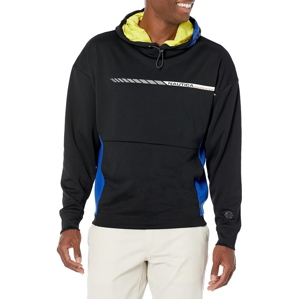 image:imageNautica Mens Competition Sustainably Crafted Logo Drawcord Pullover HoodieTrue Black