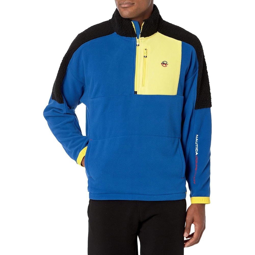 image:imageNautica Mens Competition Sustainably Crafted Quarterzip Mixedmedia PulloverBright Cobalt