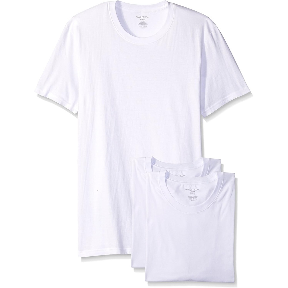 image:imageNautica Mens Cotton Crew Neck 3Pack TShirtsWhite 3 Pack