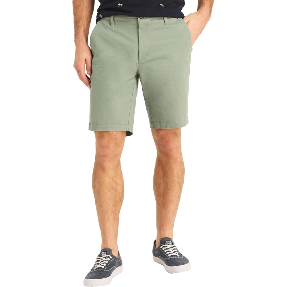 image:imageNautica Mens Cotton Twill Flat Front Chino ShortChinois Green