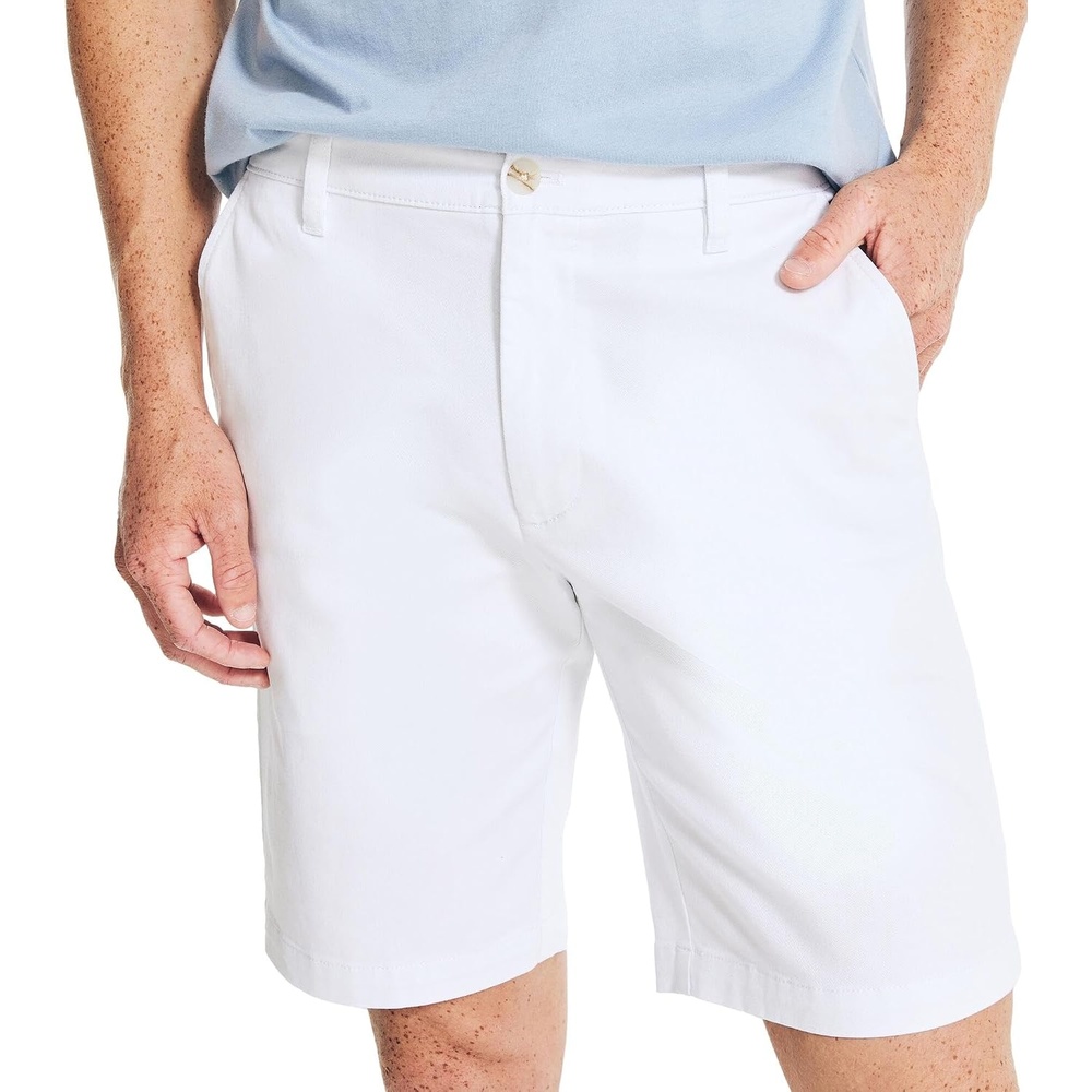 image:imageNautica Mens Cotton Twill Flat Front Chino ShortOptic White