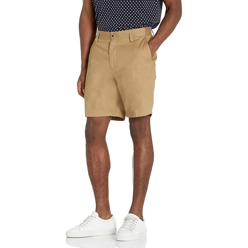 image:imageNautica Mens Cotton Twill Flat Front Chino ShortTuscan Tan