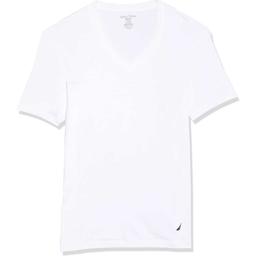 image:imageNautica Mens Cotton VNeck 3Pack TShirtsWhite New  3 Pack