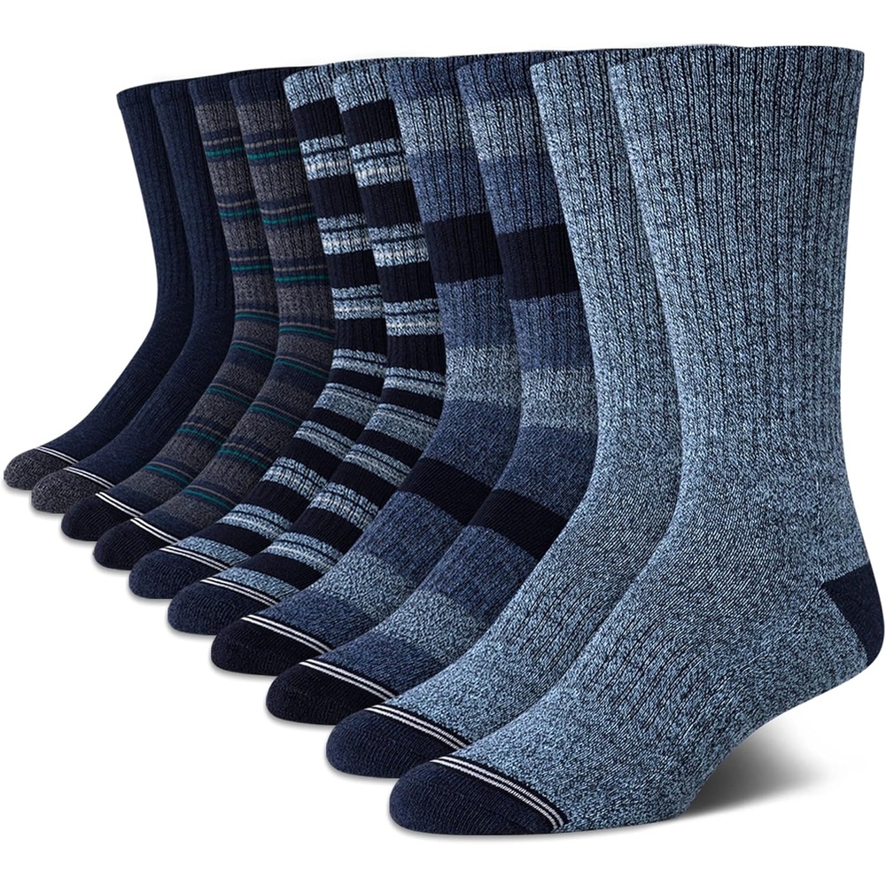 image:imageNautica Mens Crew Socks 10 Pack Breathable Moisture Wicking Cushioned Athletic Work and Dress Socks for Men Sizes 6125Assorted