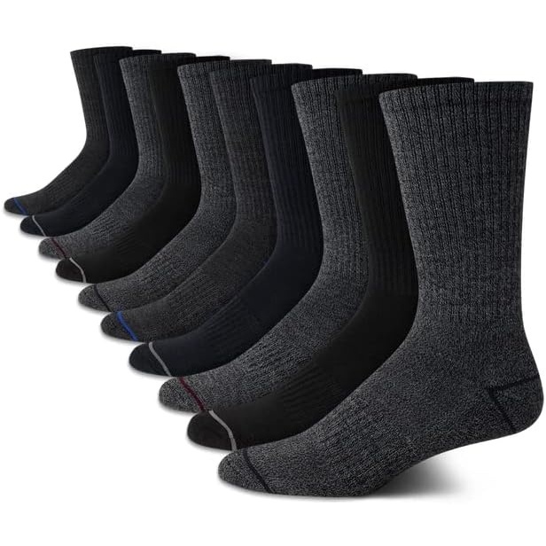image:imageNautica Mens Crew Socks 10 Pack Breathable Moisture Wicking Cushioned Athletic Work and Dress Socks for Men Sizes 6125BlackGray