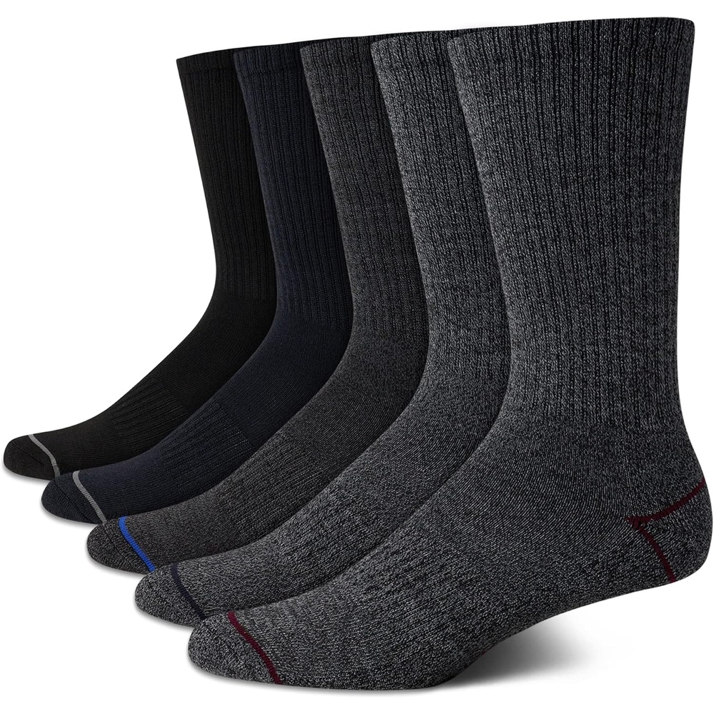 image:imageNautica Mens Crew Socks 5 Pack Breathable Moisture Wicking Cushioned Athletic Work and Dress Socks for Men Sizes 6125BlackGray