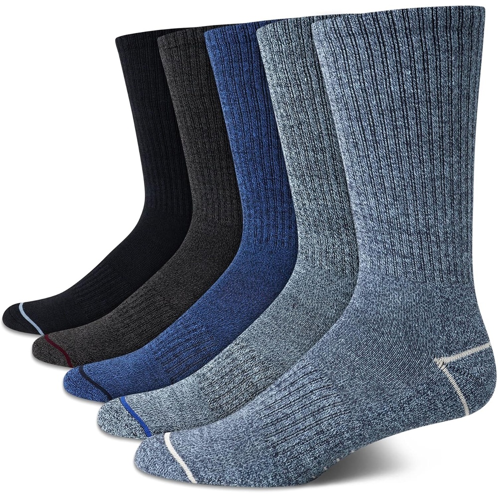 image:imageNautica Mens Crew Socks 5 Pack Breathable Moisture Wicking Cushioned Athletic Work and Dress Socks for Men Sizes 6125Blue Assorted