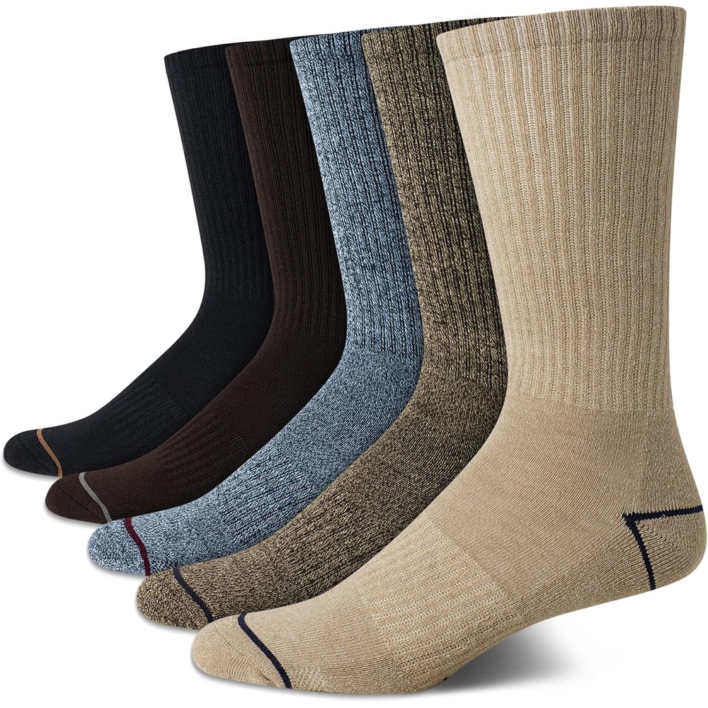 image:imageNautica Mens Crew Socks 5 Pack Breathable Moisture Wicking Cushioned Athletic Work and Dress Socks for Men Sizes 6125BrownKhaki