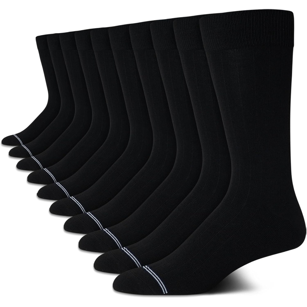 image:imageNautica Mens Dress Socks 10 Pack Breathable Stretch Crew Socks for Men for Work Business and Formal Wear Sizes 6125All Black