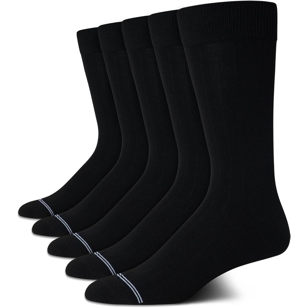image:imageNautica Mens Dress Socks 5 Pack Breathable Comfort Stretch CrewLength Work Socks for Men for Business Formal Wear 6125All Black