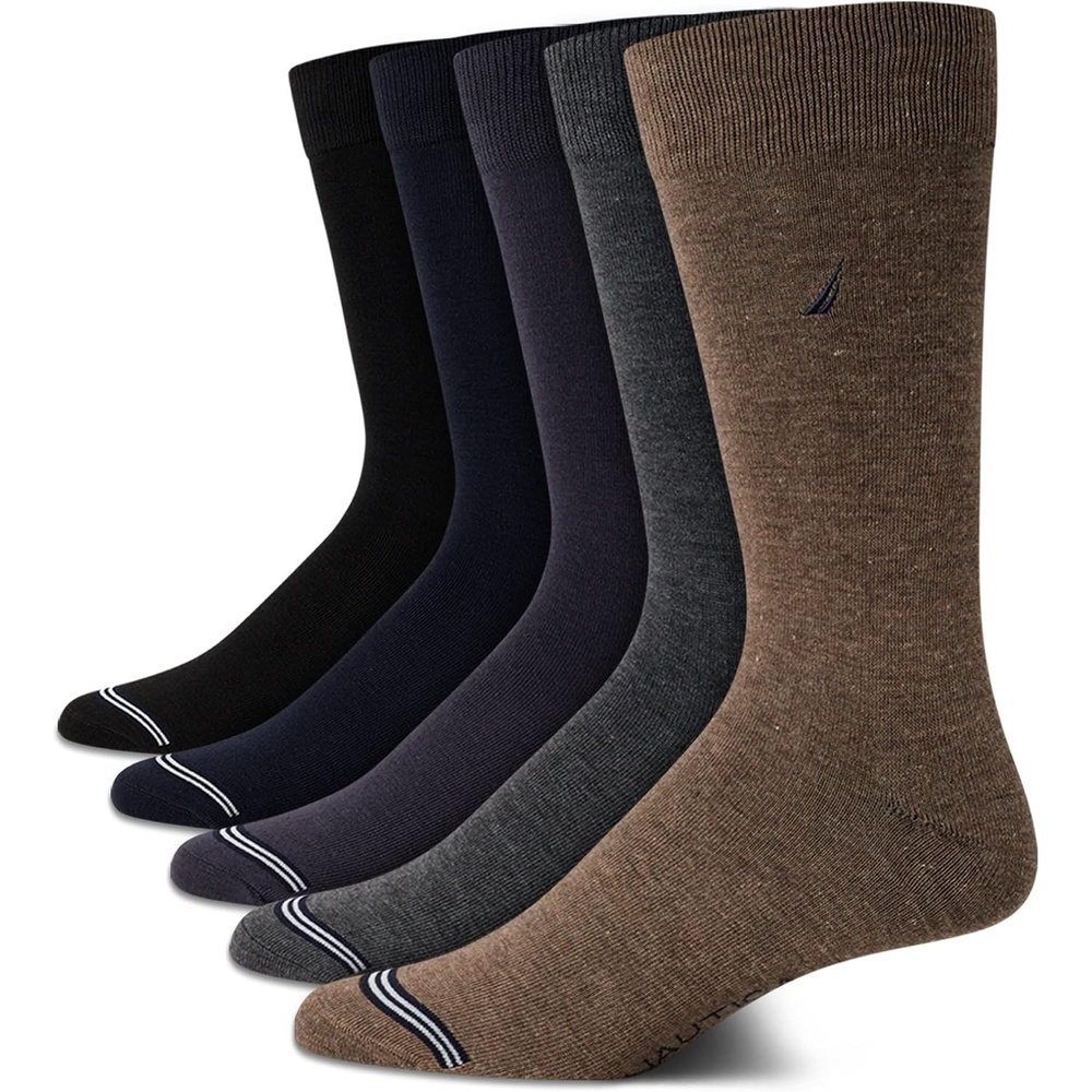 image:imageNautica Mens Dress Socks  5 Pack Breathable Comfort Stretch CrewLength Work Socks for Men for Business Formal Wear 6125Assorted