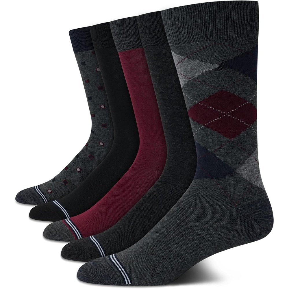 image:imageNautica Mens Dress Socks 5 Pack Breathable Comfort Stretch CrewLength Work Socks for Men for Business Formal Wear 6125Dark Grey Heather