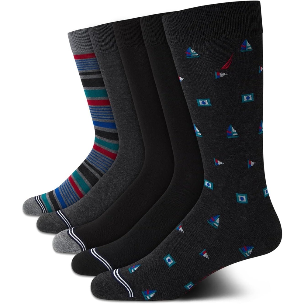 image:imageNautica Mens Dress Socks 5 Pack Breathable Comfort Stretch CrewLength Work Socks for Men for Business Formal Wear 6125Graphite Heather Assorted