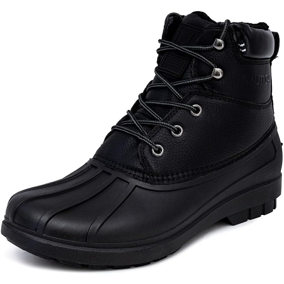image:imageNautica Mens Duck Boots Waterproof Shell Insulated Snow and Rain Boot LaceUp Winter Shoe Channing Extended Sizes 716Black X Dazo