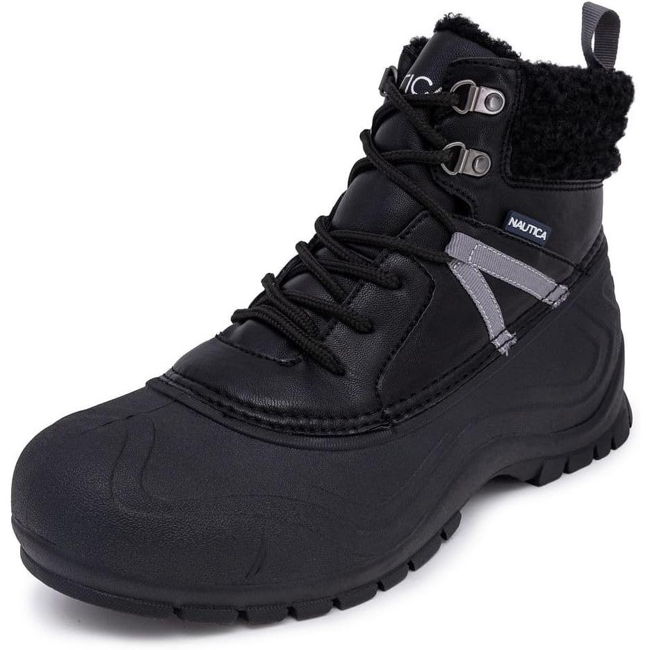 image:imageNautica Mens Duck Boots Waterproof Shell Insulated Snow and Rain Boot LaceUp Winter Shoe Channing Extended Sizes 716Blacktoyon Mid