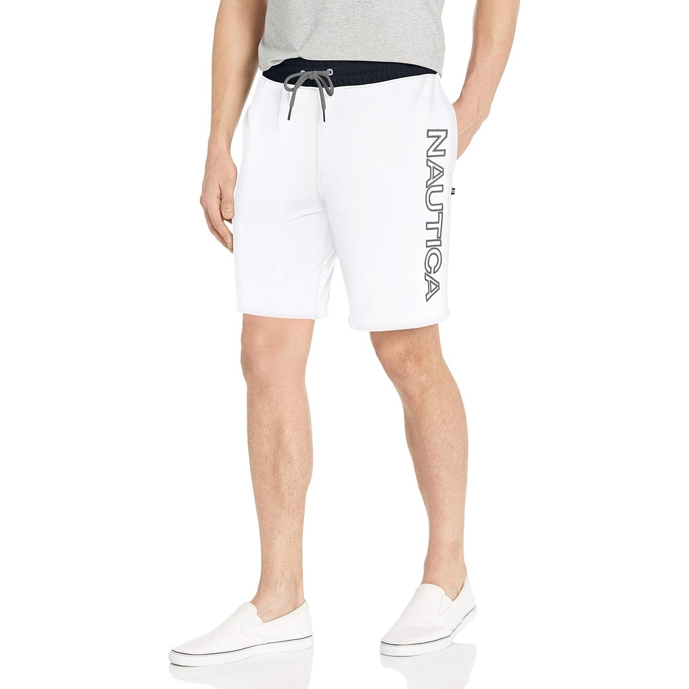 image:imageNautica Mens Fleece Knit Logo ShortsBright White