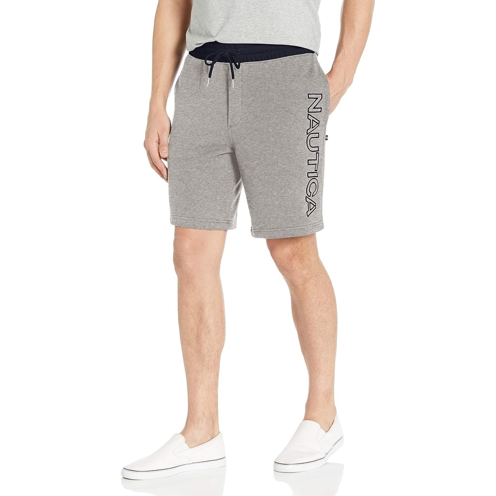 image:imageNautica Mens Fleece Knit Logo ShortsStone Grey Heather