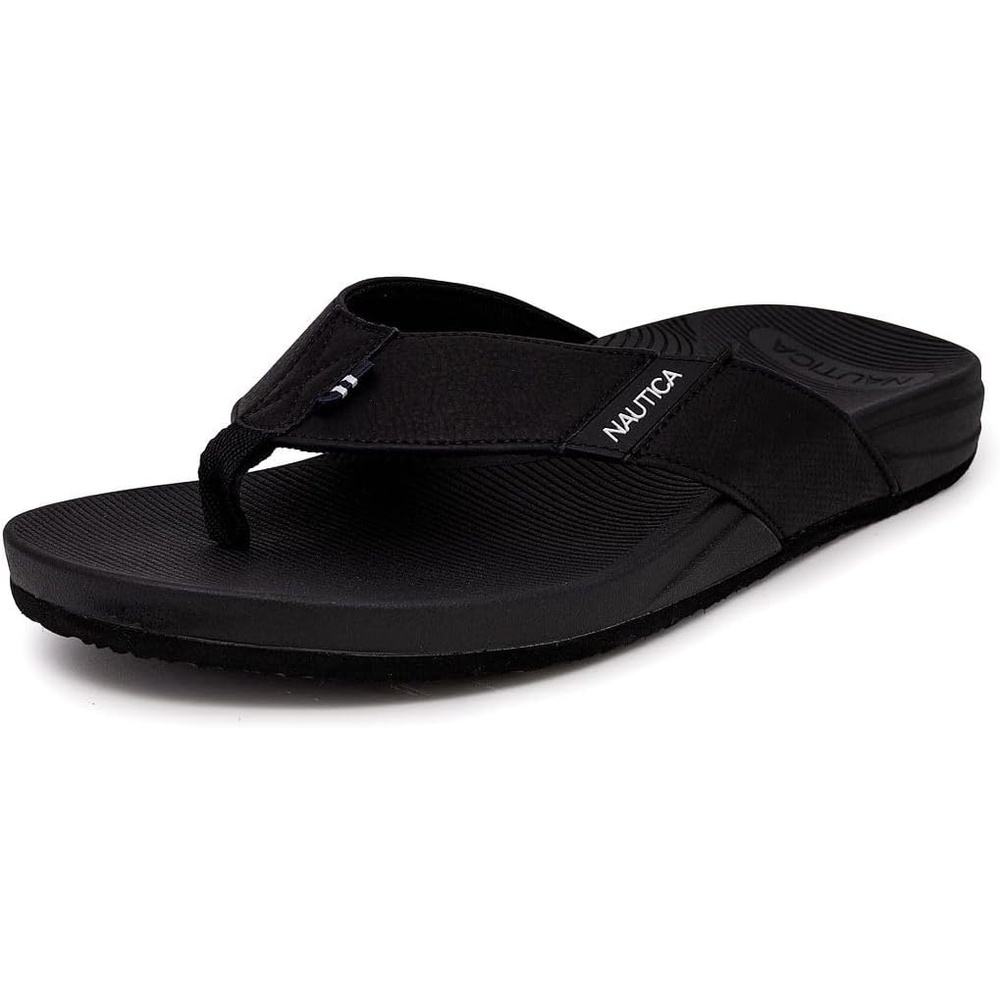 image:imageNautica Mens Flip Flop Shower Sandals Slides Comfortable Waterproof Beach Footwear SlipOn Thong MediumWide WidthBlackwelsey